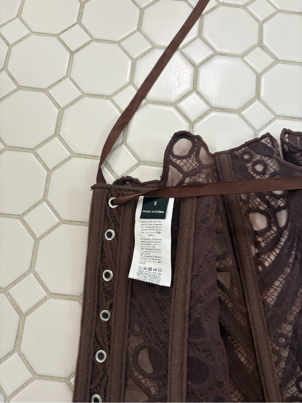 Brown Lace Corset Top - Picture 3 of 3